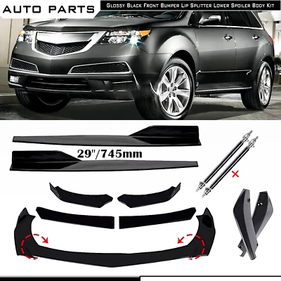 For Acura MDX Front Rear Bumper Lip Chin Spoiler Splitter Glossy Black Body Kits - Изображение 1 из 4