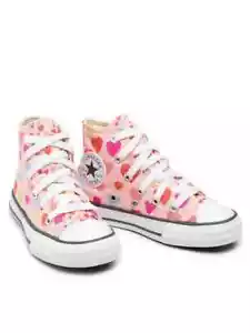 Converse Bimba Chuck Taylor All Star CTAS HI Rosa Cuori 671608C - Foto 1 di 3