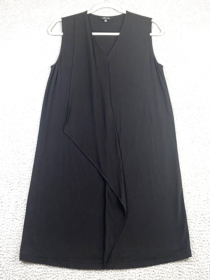 Vestido Misook Sin Mangas Imitación Envolvente Talla XS Negro Elástico Tejido Lagenlook Fluido EXCELENTE Foto 1 de 4