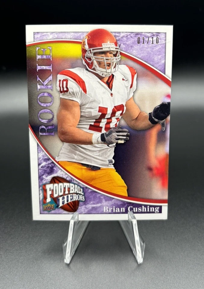 2009 Upper Deck Football Heroes Purple 01/10 eBay 1/1 Brian Cushing 169 Non Auto - Image 1 of 2