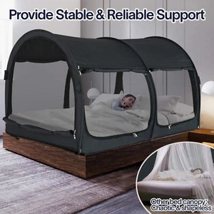 2-in-1 Twin Size Bed Canopy Bed Tents Kids Dream Tent Privacy Space Pop up Tent - Picture 1 of 10
