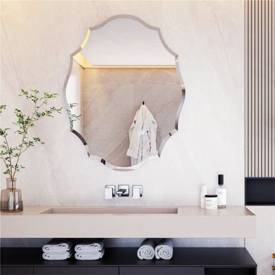 Wandspiegel Oval Badspiegel Spiegel Dekospiegel Rahmenlos Rund mit Facette  - Bild 1 von 4