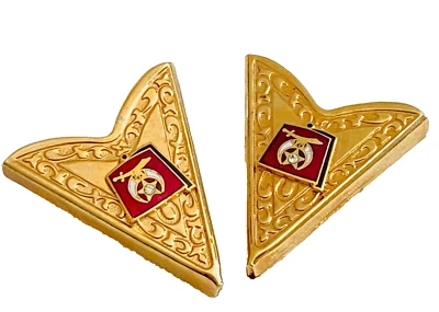 Masones Espada Shriners Fez Camisa Cuello Puntas De Colección Tono Dorado Metal Tornillo Espalda Foto 1 de 4
