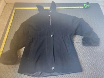 Abrigo Larry Levine Petites negro 80 % lana para mujer talla 4 *MÁS EN TIENDA* #S117 Foto 1 de 4