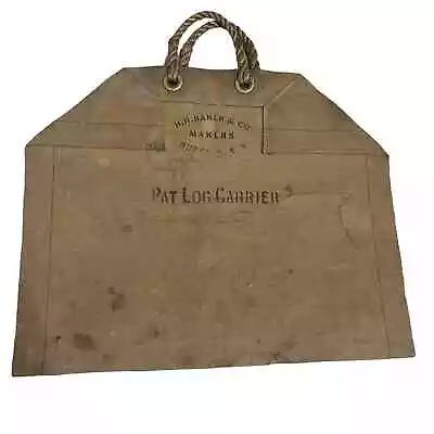 Antique Canvas Log Carrier H.H. Baker & Co Makers Buffalo NY Ship Chandlery • 99.99$