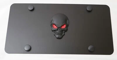 MULL Skull 3D Metal Emblem on Stainless Steel License Plate(12"x6",Red on Black) - Image 1 of 4