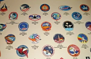 Vintage NASA Space Shuttle Poster ~ First 81 Missions Crew Patches 1981-1997 - Picture 1 of 7