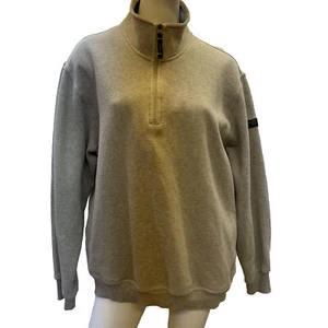 Izod Sweatshirt Mens L Tan Colored Pullover 1/4 Zip Long Sleeve Golf - Picture 1 of 10