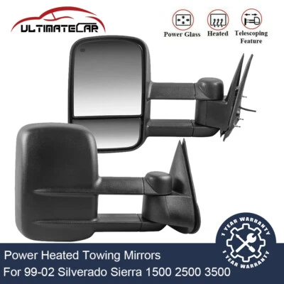 Pair Power Heated Tow Mirrors For 1999-2002 Chevy Silverado GMC Sierra 1500 2500 - Изображение 1 из 4