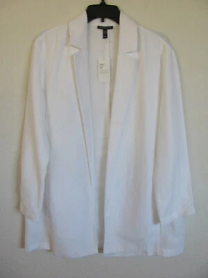 Eileen Fisher Notch Collar Blazer Jacket-Tencel/Linen-White-Size PM- NWT $298 - Image 1 of 4