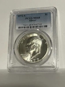 1972 S $1 Silver Ike Eisenhower Dollar PCGS MS68 - Picture 1 of 2
