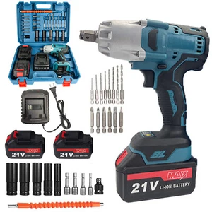 800Nm Cordless Electric Impact Wrench 1/2'' Gun High Power Driver Li-ion Battery - Picture 1 of 12