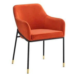 Modway Jovi 19" Modern Performance Velvet Dining Armchair in Orange/Black - Picture 1 of 7