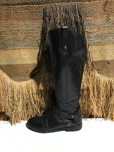 TORY BURCH COLTON STIVALI DA EQUITAZIONE AL GINOCCHIO IN PELLE NERA US DONNA Taglia 8M - Foto 1 di 11