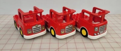 Lot of 3 Lego Duplo Trucks Cars Red Firetrucks - Image 1 of 3