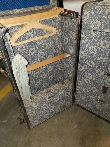 Antique Indestructo Wardrobe Steamer Trunk Case, Vintage Cover