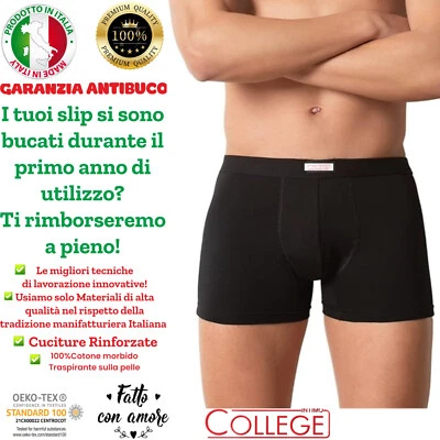 College Boxer Uomo in Puro Cotone Jersey Premium Traspirante Made in Italy TOP - Immagine 1 di 4