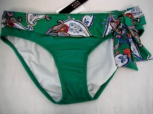Alex Marie Size 8 Emerald Paisley Side Tie New Womens Swim Bikini Bottoms - Picture 1 of 3
