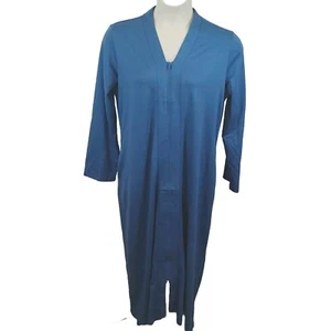 Women's Blue Bathrobe L Lightweight Zipper Zip Front Soft Warm Spa Robe L - Picture 1 of 5