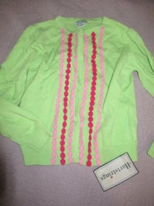 nwt Hartstrings lime green daisy trim cardigan sweater girls 6X free ship USA - Picture 1 of 2