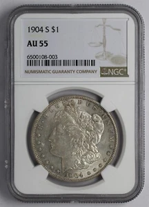1904 S Morgan Silver Dollar NGC AU 55 - Picture 1 of 5