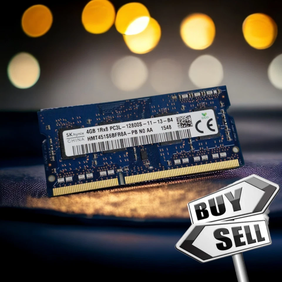 4GB Hynix 1Rx8 DDR3 RAM (HMT451S6AFR8A-PB) PC3L-12800S-11-12-B4 SO-DIMM #1024 - Immagine 1 di 1