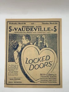 Vaudeville “Locked Doors” & Peter Pan Early Theater And Drama Ephemera - Picture 1 of 3