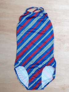 Speedo vintage swimsuit size 38" new without tags, blue with red & white stripes - Picture 1 of 3