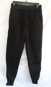 Sweatpants  Workout Joggers Women Size Medium  Polyester Lounge Pockets Black - Picture 1 of 14