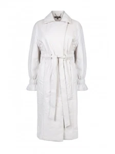 Trench coat classico imbottito trapuntato con cintura isolata in pelle Muubaa UK10 US 6 nuovo con etichette - Foto 1 di 19