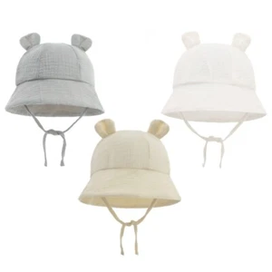 Cotton Baby Bucket Cap Kid 3-piece Cute Fisherman Hat for Boys Girls - Picture 1 of 8