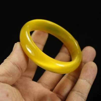 Brazalete Brazalete Piedra Ojo de Gato Amarillo Natural Tesoro Chino 59mm Para Mujer Foto 1 de 4