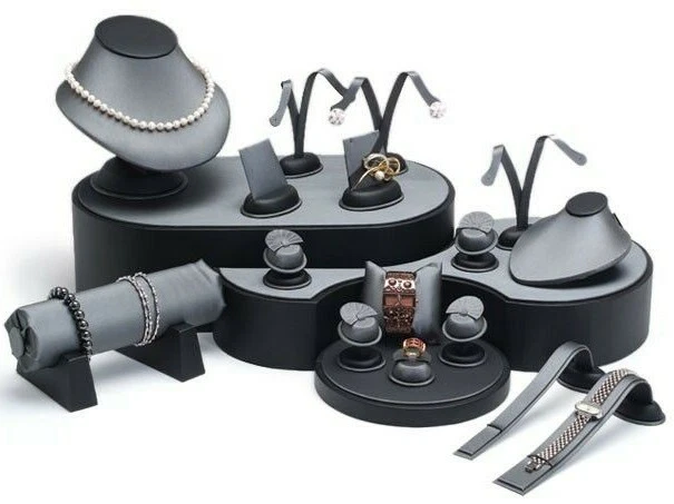 Juego de exhibición de 20 piezas gris soporte de exhibición de joyas grises vitrina de exhibición de joyería Foto 1 de 1