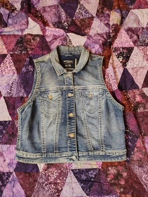 Chaqueta vaquera plateada para niñas jóvenes XL azul occidental puntada sin mangas Foto 1 de 4