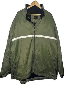 Chaqueta cortavientos Nike Light vintage años 90 talla 2XL-3XL verde oliva forrada de vellón - Imagen 1 de 11