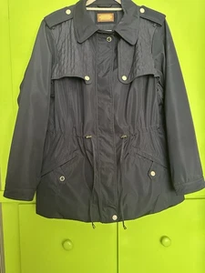 Per Una M&S Size 22 Waterproof Ladies Jacket Navy Blue See All Measurements VGC - Picture 1 of 14
