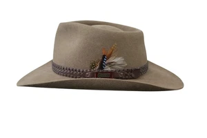 Vintage Akubra Snowy River Pure Fur Felt Cowboy Hat Size Approx 22 Inches - Picture 1 of 7