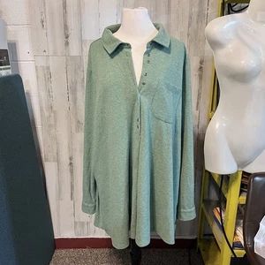 Soft Surroundings Tunic Womens 3X Green Fleece Pullover Cozy Soft Long Sleeve - Picture 1 of 7