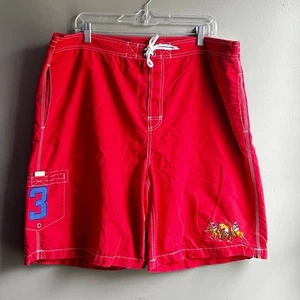 Polo Ralph Lauren Herren Badehose XXL rot blau bestickt Pony Patch Kordelzug - Bild 1 von 10