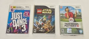 Lote de juegos para Nintendo Wii Just Dance 3 LEGO Star Wars Saga completa y Tiger Woods PG - Imagen 1 de 5