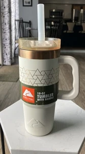 Ozark Trail NUOVO 18 oz Bicchiere in acciaio inox isolato con manico, crema e oro - Foto 1 di 5