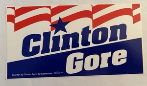 Bill Clinton Al Gore 7"x4" 1992 President Bumper Sticker - Picture 1 of 3