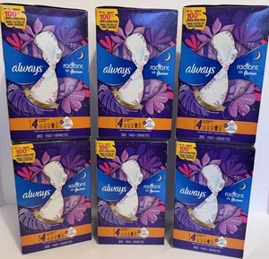 6 Boxen Always Radiant Feminine Flex Pads mit Flügeln, Größe 4, Overnight, 120. - Bild 1 von 5