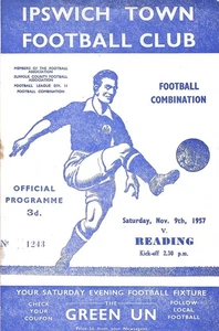 IPSWICH TOWN RESERVAS V RESERVAS DE LECTURA ~ 9 DE NOVIEMBRE DE 1957 - Imagen 1 de 1