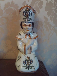Ancienne figurine bougeoir en faience Evêque - Imagen 1 de 15