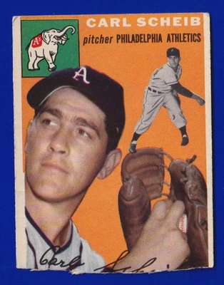 CARL SCHEIB athletics A'S 1954 TOPPS #118 TRIMMED  - Image 1 of 2