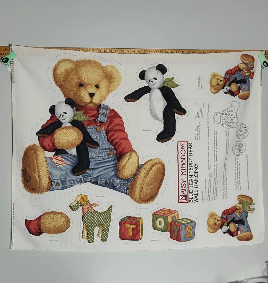 Blue Jean Teddy Wall Hanging Daisy Kingdom #1395 Fabric Panel