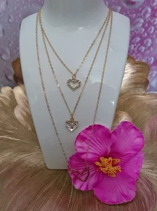 3 Pieces Heart Shiny Pendant Necklace Zinc Alloy Mom Mother Valentines Girlfrien - Picture 1 of 4