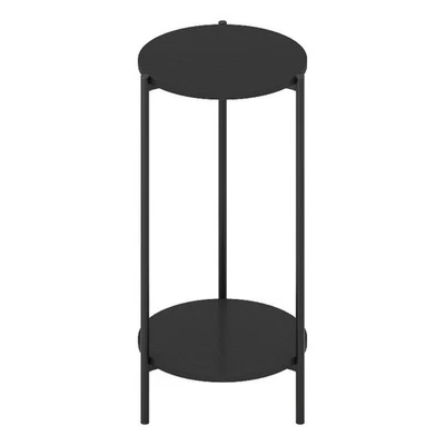 Mesa auxiliar redonda alta moderna Furinno Besi de 2 niveles con metal resistente americana Foto 1 de 4