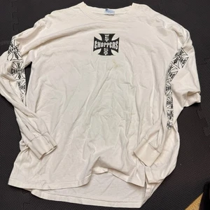 Vintage 90s WEST COAST CHOPPERS LONG BEACH CA White Long Sleeve Shirt RARE ALL SPORT - Bild 1 von 5